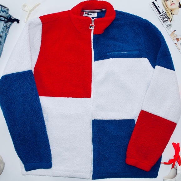 FILA VINTAGE Teddy Full Zip Oversized Jacket - Picture 2 of 4